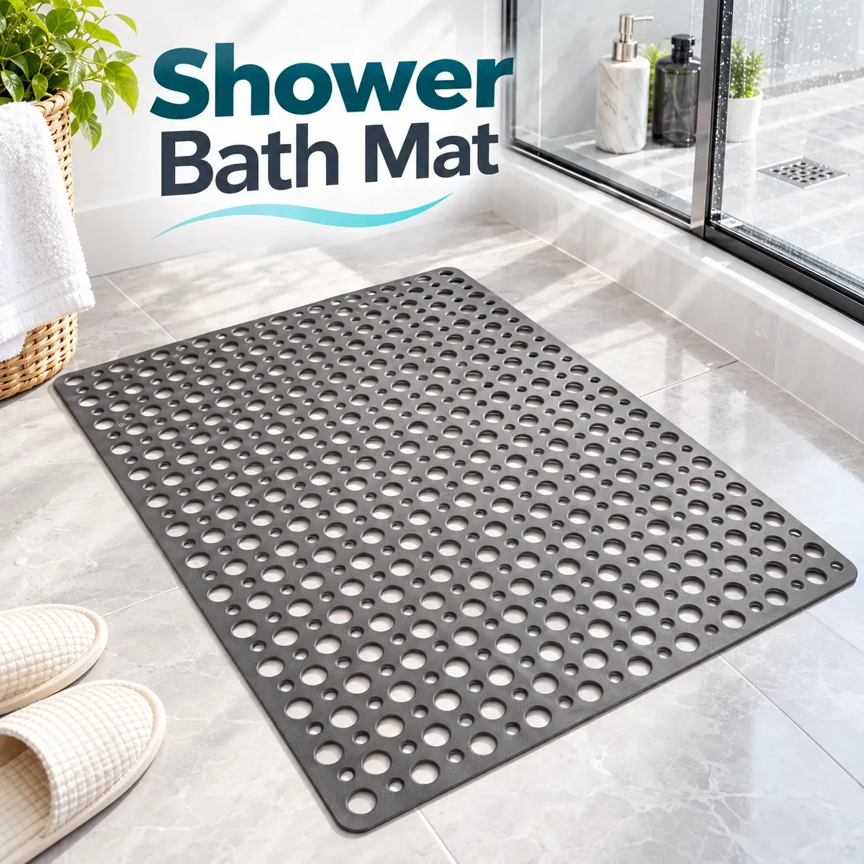 Extra Large TPE Shower Mat, 47 x 32 Inches