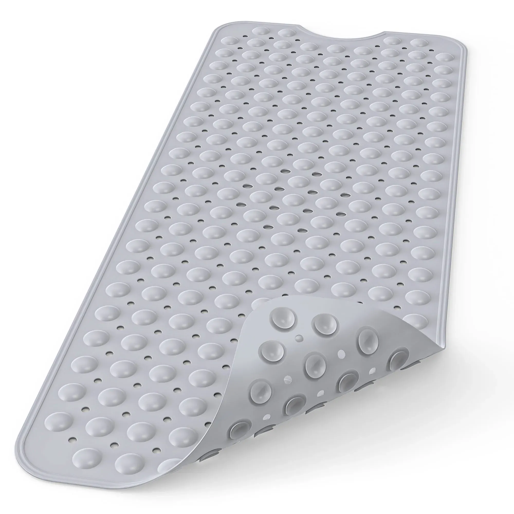 Gray Non-Slip Bathtub Mat, 39 x 16 Inches (3-Pack)
